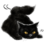 数量限定/隠し無料スタンプ::ブシュロンのミューズ、自由気ままな黒猫