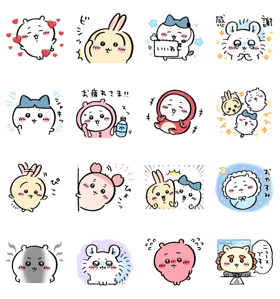 LINEスタンプ2024年ちいかわ × 選べるニューススタンプ画面